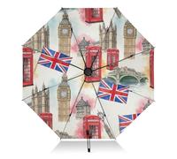 Umbrella for Rain, Lightweight Portable Automatic Umbrella for Women, Travel Umbrellas for Rain, Wind and Sun, London Icons Vintage