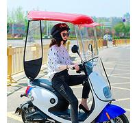 Umbrella for Scooter,Rain Cover Fully Enclosed Electric Motorcycle Umbrella Canopy Awning,Universal Motor Scooter Umbrella Mobility Sun Shade Rain Cover,A-Red