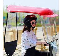 Umbrella for Scooter,Rain Cover Fully Enclosed Electric Motorcycle Umbrella Canopy Awning,Universal Motor Scooter Umbrella Mobility Sun Shade Rain Cover,B-Red