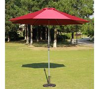 Umbrella Garden Parasol for Outdoor Beach Patio Camping with Hand Crank 255cm| Height Adjustable- without Base（Wooden/Iroluminum (Khaki Aluminum stand)