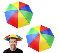 Umbrella Hat Adult, Rainbow Umbrella Hat with Hands-Free Sun and Rain Protection, Ideal for Fishing Travel, Gardening Activities, and Outdoor Adventures, 2 Pcs Mini Umbrella Caps with 52 cm Diameter