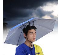 Umbrella Hat Hand Hat, Umbrella Hat Sunscreen Windproof Head Mounted Umbrella 77cm Top Folding Hat Umbrella (Raindrops Blue)