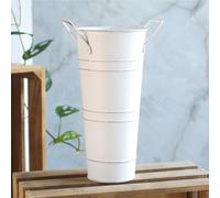 Umbrella Holder Entrance Metal Umbrella Stand, 25.5 cm Galvanised Steel Bucket, for Entryway Porch Indoor Use, Organizer for Umbrellas, Walking Sticks & Canes (White)