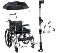Umbrella Holder for Stroller, Retractable 180° Adjustable Foldable Umbrella Clamp, Stainless Steel Support Stand with Non Slip Base for Baby Strollers, Wheelchairs, Bike, Electric Bikes