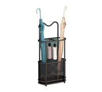 Umbrella Holder Umbrella Holder Storage Rack, Umbrella Stand for Home Hotel Entryway, Metal Umbrella Rack with Rustproof Drip Tray and 4 Hooks, Household Commercial Umbre(Black)