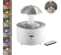 Umbrella Humidifier, Umbrella Diffuser with Rain Effect, Rotating Umbrella Drop 7-Color LED Aromatherapy Diffuser, 300ml Essential Oil Humidifier with Remote,Auto Shut-Off(White)