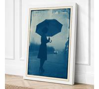 Umbrella in Grey Sky Vintage Canvas Wall Art Print 36x24 Inch