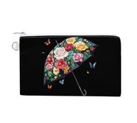 Umbrella No Rain No Flowers Coin Purse Canvas Change Pouch Small Organizer Bags Zippered Coin Case for Women Men
