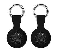 Umbrella Note Music Keychain Holder Case Compatible with AirTag Waterproof Silicone Shell Protective Case 2PCS