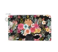 Umbrella on Beach Coin Purse Canvas Change Pouch with Zipper Small Cosmetic Organizer Bag Women Wallet for Car Keys, Credit Cards, Cash, Lipstick, steer floral, One Size