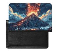 Umbrella on Beach Passport Holder Slim Travel Wallet RFID Blocking Card Case Cover Passport Cover Protector Essentials with Credit Card Slots for Women/Men, Depicts a Volcano, One Size, Modern