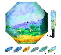 Umbrella, Pretty Umbrellas for Women and men, Ladies Umbrellas for Rain, Automatic Folding Umbrellas Open Close (Wheat Field with Cypresses)