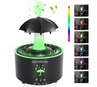 Umbrella Rain Humidifier, Essential Oil Diffuer for Bedroom, 7-Color Rotating Umbrella Rain Drop Aromatherapy Diffuser, 300ML Large Mist Humidifier Diffusers with Remote & Timer (Black)
