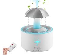 Umbrella Rain Humidifier Water Drop, Raindrop Aromatherapy Essential Oil Diffuser Humidifier with Remote, Rain Sounds 7 Color Changing Lights Humidifier Air Humidifiers for Bedroom Desk (White)