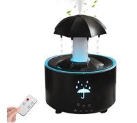 Umbrella Rain Humidifier Water Drop, Raindrop Aromatherapy Essential Oil Diffuser Humidifier with Remote, Rain Sounds 7 Color Changing Lights Humidifier Air Humidifiers for Bedroom Desk (Black)