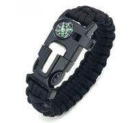 Umbrella Rope Bracelet Multifunctional Wilderness Bracelet,Whistle/Flint/Compass/Cutter/Rope 5 in 1 Survival Bracelet (Black), 尼龙