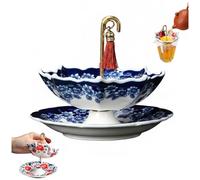 Umbrella Shape Ceramic Tea Strainer, Chinese Blue and White Porcelain Tea Strainer Umbrella, Ceramic Tea Infuser Umbrella, Traditional Oriental Kung Fu Tea Infuser for Tea Brewing (#A)
