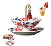 Umbrella Shape Ceramic Tea Strainer, Chinese Blue and White Porcelain Tea Strainer Umbrella, Ceramic Tea Infuser Umbrella, Traditional Oriental Kung Fu Tea Infuser for Tea Brewing (#B)