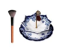 Umbrella Shape Ceramic Tea Strainer, Chinese Blue & White Porcelain Loose Leaf Filter with Rotating Design, Traditional Oriental Kung Fu Tea Infuser for Teas Room, Table, Office(Blue)