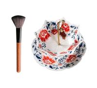 Umbrella Shape Ceramic Tea Strainer, Chinese Blue & White Porcelain Loose Leaf Filter with Rotating Design, Traditional Oriental Kung Fu Tea Infuser for Teas Room, Table, Office(Red)