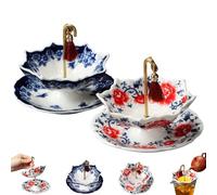 Umbrella Shape Ceramic Tea Strainer, Exquisite Porcelain Tea Colander with Tray, Traditional Kung Fu Tea Infuser Filter for Loose Leaf Tea, Table Accessory & Home Decor (2PCS)