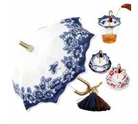 Umbrella Shape Ceramic Tea Strainer, Hand-Paint Chinese Blue & White Porcelain Loose Leaf Filter, Traditional Oriental Kung Fu Tea Infuser for Tea Brewing (Celadon Tea Strainer)