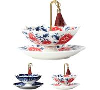 Umbrella Shape Ceramic Tea Strainer,Traditional Chinese Styles Tea Strainer,Chinese Blue & White Porcelain Loose Leaf Filter with Rotating Design,Umbrella Infuser for Kung Fu/Coffee/Brewing (Red)