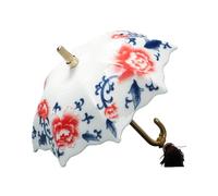 Umbrella Shape Ceramic Tea Strainer,Traditional Chinese Styles Tea Strainer,Chinese Blue & White Porcelain Loose Leaf Filter with Rotating Design,Umbrella Infuser for Kung Fu/Coffee/Brewing (Red-B)
