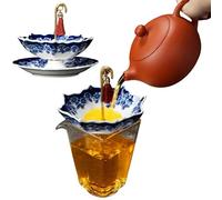 Umbrella Shape Tea Strainer, Ceramic Tea Infuser Umbrella, Chinese Kung Fu Teas Filter Set, Loose Teas Strainers for Office Tabletop Collectible Home Decor, Gift for Teaing Lovers Blue