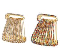 Umbrella Shaped Golden White and Multistone Saree Pins Set of 24