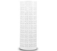 Umbrella Stand 16.5x6" Hollow Design Umbrella Holder Rust-Proof Metal Round Indoor Stand Bin with Thickened Bottom Storage for Home Entryway, White Holder, Sta