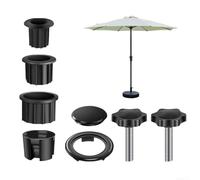 Umbrella Stand Base Adapter Ring Set with Pole Sleeve Reducing Rings for Outdoor Parasol Holder 38mm 48mm