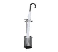 Relaxdays Umbrella Stand, 52.5 x 13.5 x 13.5 cm, Metal, Square, Brolly Holder, Modern Design, Hallway Storage, Black, Steel