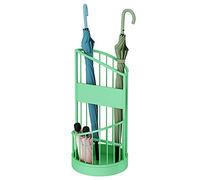 Umbrella stand, Modern Metal Round, 2 Tier Umbrella Storage Rack with Drip Tray Base, Cane or Walking Stick Holder, Stylish Lines Hollow Design (Color : Green, Size : 25 × 55 cm)