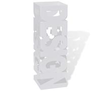 Umbrella Stand White Powder-Coated Steel Square 15.5x15.5x48.5cm w/tray Durable