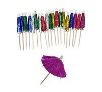 Umbrella Sticks - Pack of 20 - Assorted Bright Colours - Attractive Parasol Foil - Ideal for Cocktail Parties - Perfect Compliment to A Cool Beverage