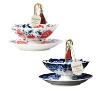 Umbrella Tea Filter Shape Ceramic Strainer Blue White Porcelain Loose Leaf Infuser with Rotating Design Multi Purpose Reusable Teas Diffuser Umbrella Accessories for Kung Fu Coffee Brewing(Mix2)