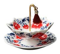 Umbrella Tea Infuser Ceramic Tea Strainer for Loose Leaf Tea, Creative Porcelain Tea Filter with Holder Tray, Kung Fu Tea Accessories for Tea Table Decor (Red)
