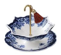 Umbrella Tea Infuser Ceramic Tea Strainer for Loose Leaf Tea, Creative Porcelain Tea Filter with Holder Tray, Kung Fu Tea Accessories for Tea Table Decor (Blue)