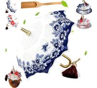 Umbrella Tea Infuser, Premium Ceramic Umbrella Tea Strainer and Filter Set, Traditional Chinese Loose Leaf Tea Filter for Kung Fu Tea, Elegant Home Decor and Gift for Tea Lovers (B)
