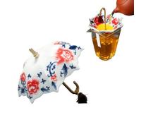 Umbrella Tea Infuser & Strainer - Ceramic Diffuser for Loose Leaf, Fine-Pore Filter with Stand, Blue and White Porcelain Traditional Gongfu Accessories