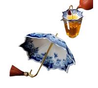 Umbrella Tea Infuser & Strainer - Ceramic Diffuser for Loose Leaf, Fine-Pore Filter Without Stand, Blue and White Porcelain Traditional Gongfu Accessories