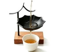 Umbrella Tea Infuser, Umbrella Shape Ceramic Tea Strainer, Chinese Blue & White Porcelain Loose Leaf Filter, Loose Leaf Filter with Rotating Design, for Kung Fu/Coffee/Brewing (E1)