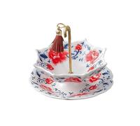 Umbrella Tea Strainer, Ceramic Umbrella Tea Infuser, Chinese Blue & White Porcelain Loose Leaf Filter with Rotating Design, Traditional Oriental Kung Fu Tea Infuser for Tea Brewing (Red)