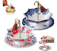 Umbrella Tea Strainer, Ceramic Umbrella Tea Infuser & Strainer - Cute Blue and White Porcelain Loose Leaf Tea Filter - Traditional Chinese Tea Set Accessory for Home Decor and Gifts (2Pcs)