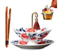 Umbrella Tea Strainer, Decorative Tea Filter Infuser Set with Stunning Ceramic Tea Strainer, Lightweight, for Experience Filter Residues Kung Fu Filter Table Accessory Home Décor (Red*1)