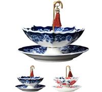 Umbrella Tea Strainer, Umbrella Tea Diffuser, Shape Ceramic Strainer, Chinese Blue & White Porcelain Loose Leaf Filter with Rotating Design, for Kung Fu/Coffee/Brewing (Blue)