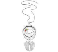 Umbrella Weather Cloud Illustration Pattern Pendant Angel Wings Rotating Necklace Jewelry