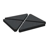 Umbrella Weight Plates, Black Granite, 14 kg per Plate, Pack of 4, Triangular, Stable Parasol Stand for Garden, Balcony, Patio, Windproof and Space-saving