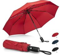 Umbrella Windproof Strong Compact,Light portable and automatic folding rain Umbrella, Extra Large Automatic Open & Close Rainproof with UV Protection, Durable Premium Grip, Fits Car. (Red)